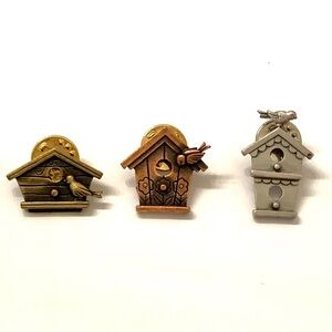 Jonette Jewelry JJ Trio of Birdhouse Pins